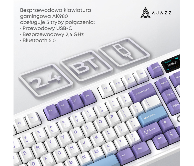 Ajazz AK980 V2 Gift Switch V2 Purple White Blue z ekranem - 1536373 - zdjęcie 13